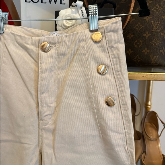 ZARA CRÈME HIGH WAISTED CROPPED WIDE LEG BARREL JEANS - Picture 7 of 7